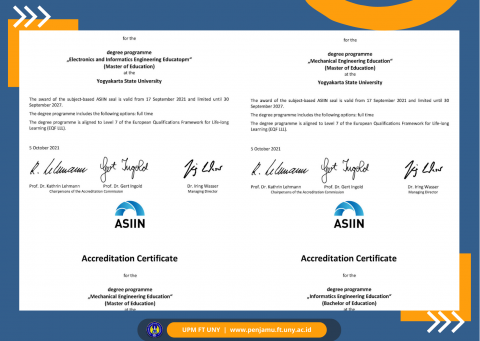 Four FT UNY programs achieve ASIIN accreditation 2021